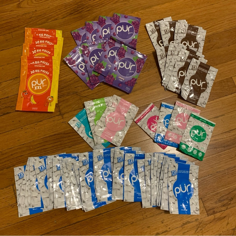 Lot of 64: Resealable pouches from pur gum: empty